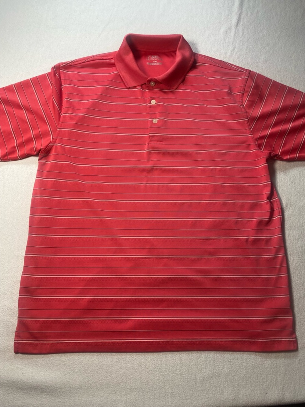 PGA Tour Red Striped Golf Polo Shirt
